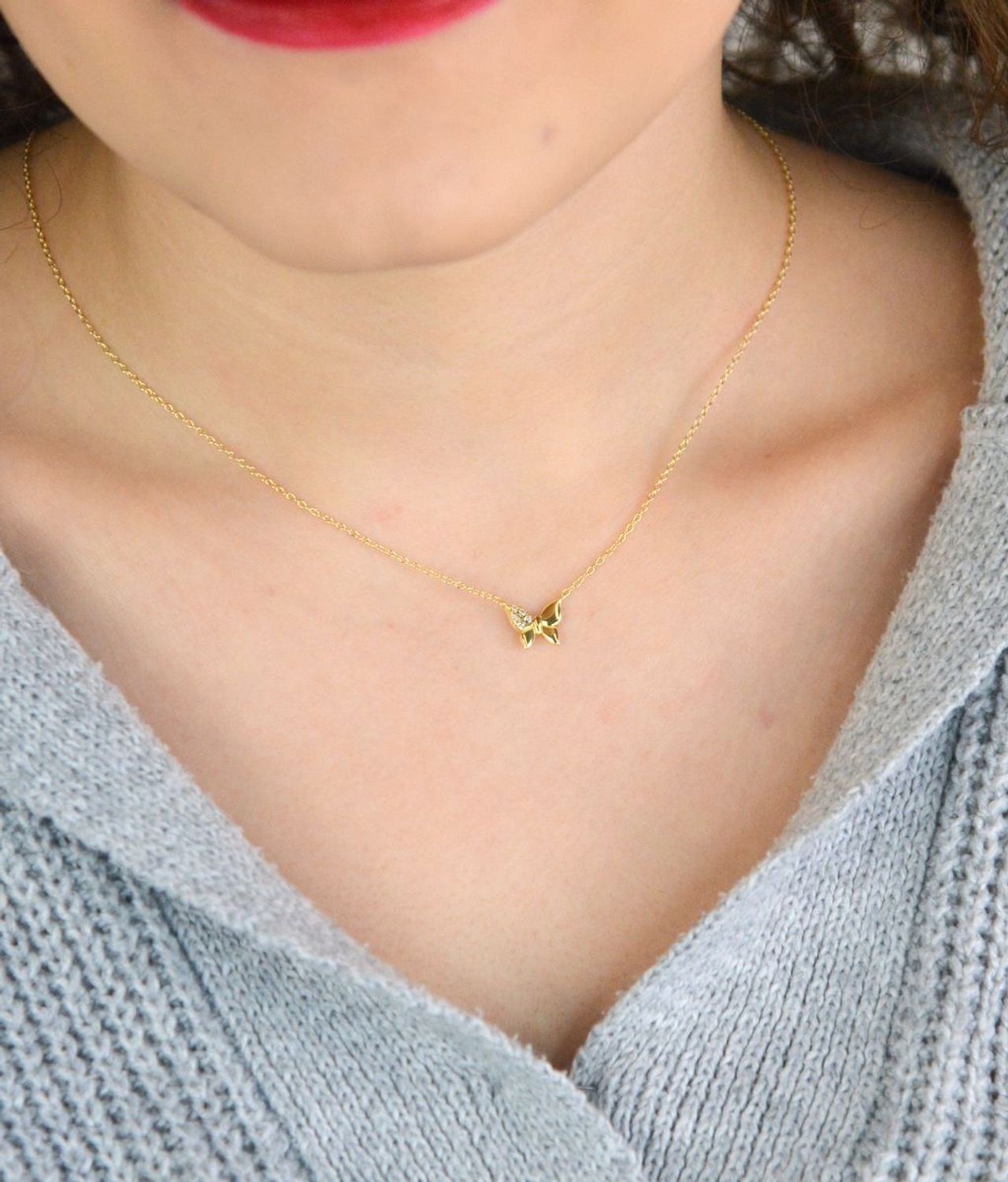 Naszyjnik damski Nomination Italy Petit Sparkle srebrny pozłacany motylek 242303042.jpg